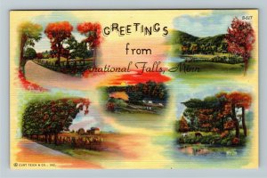 International Falls MN-Minnesota, Scenic Greetings Linen Postcard