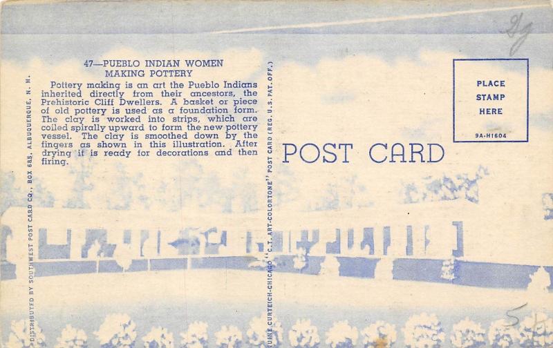 Nevada Missouri 1940s Advertising Postcard Tolle Motel Indian Women Pottery