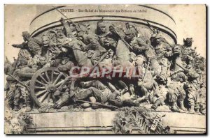 Postcard Old Troyes Bas Relief of Children Monument of L & # 39Aube Army