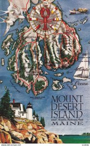 MOUNT DESERT ISLAND, Maine, 1950-1960's; Map