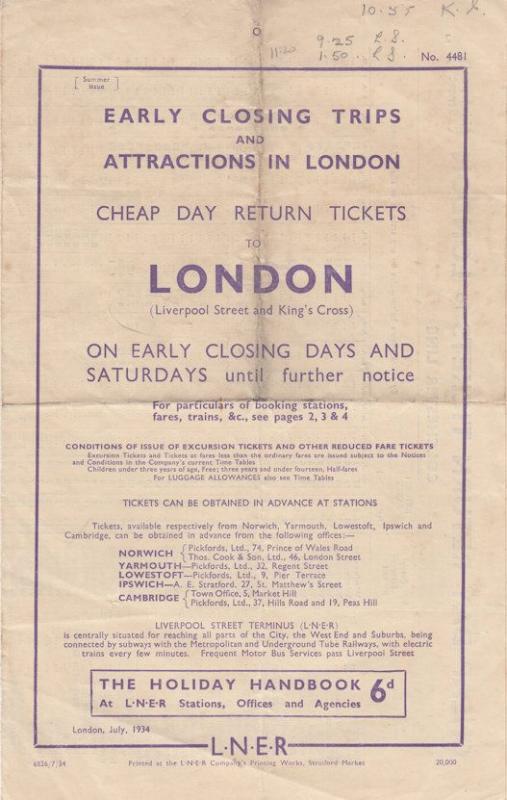 Liverpool To Colchester LNER Antique Timetable Train Liverpool Street