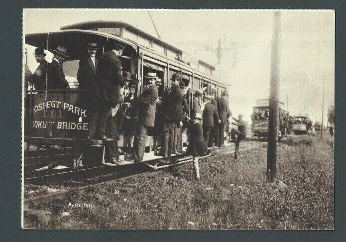 Real Photo Post Card 1897 Bklyn NY Trolley Bound For Manhattan Via Bklyn----