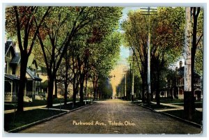 1909 Parkwood Avenue Residences House Trees Scene Toledo Ohio OH Posted Postcard