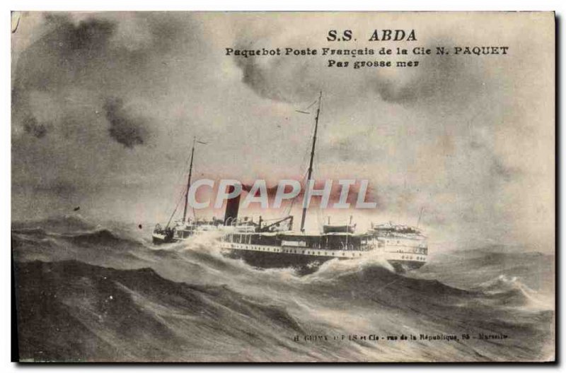 Old Postcard SS Abda Ship Station French N Coy Package in heavy seas