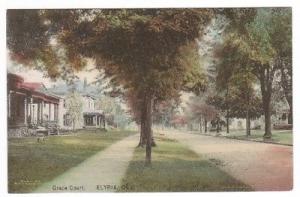 Grace Court Street Scene Elyria Ohio 1910s handcolored postcard
