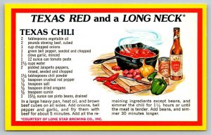 Texas  Chili  Lone Star Beer   Postcard