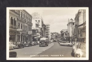 RPPC PANAMA CANAL ZONE DOWNTOWN STREET SCENE OLD CARS REAL PHOTO POSTCARD