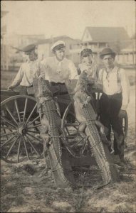 Florida Alligator Hunting Hunters & Catch GREAT IMAGE c1910 Real Photo Postcard