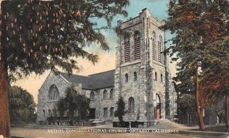 Ontario California view of Bethel Congregational Church antique pc Z26735