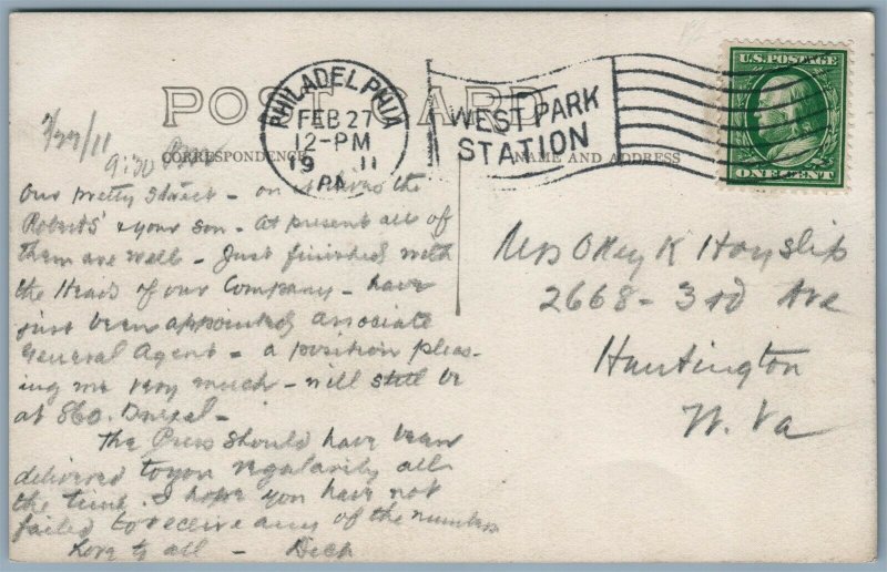 PHILADELPHIA PA REDFIELD SOUTH OF OF MEDIA 1911 ANTIQUE REAL PHOTO POSTCARD RPPC