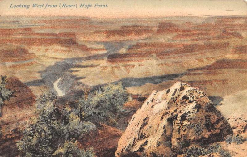 Grand Canyon Arizona Looking West Hopi Point Rowe Antique Postcard K19684