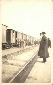 WWI Era People Being Loaded into Train Cars??? Social History c1918 RPPC