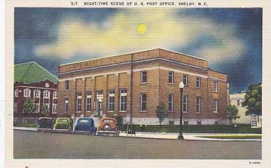 North Carolina Shelby Night Time Scene Of U U Post Office