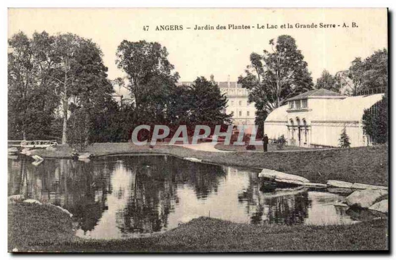 Angers Postcard Old Garden plants Lake and large greenhouse