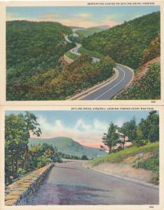 (4 cards) Views along Skyline Drive VA, Virginia - Linen