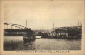 Fultonville NY Destruction Mohawk River Bridge c1915 Postcard