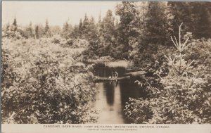 RPPC Postcard Canoeing Deer River Camp We Na Oak Magnetawan Ontario Canada