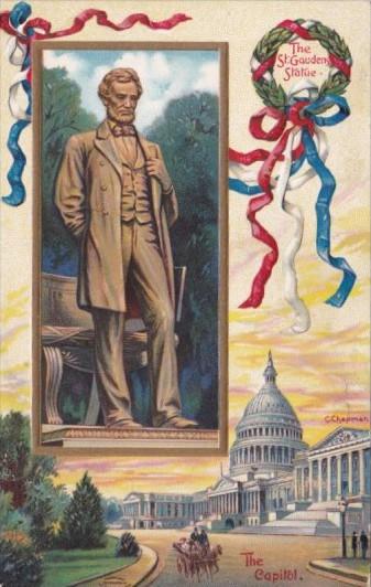 The St Gaudens Statue and The U S Capitol Building Signed Chapman