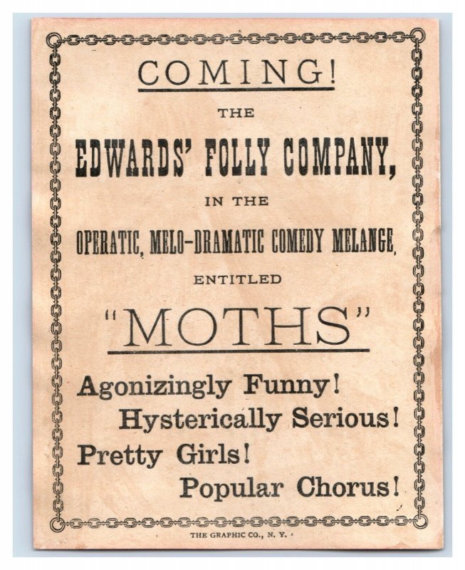 1880s-90s Edwards' Folly Co. Operatic Melo-Dramatic Comedy Melange Moths &D