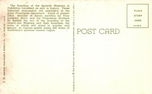 Vintage Postcard California Missions Fray Junipero Serra Map Location Of Mission