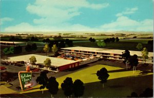 Vtg 1960's Holiday Inn Hotel Aerial View Decatur Illinois IL Chrome Postcard