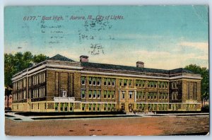 Aurora Illinois Postcard East High City Of Lights Building Exterior 1911 Antique