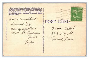 U. S. Locks And Dam On Black Warrior River Tuscaloosa Ala. Alabama Postcard 