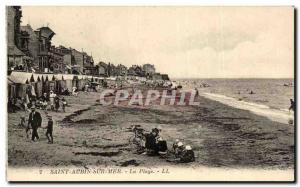 Old Postcard Saint Aubin Sur Mer Beach