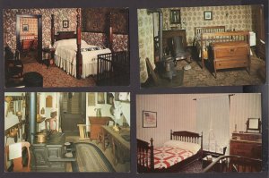 4 Illinois Springfield interiors Abraham Lincoln's Home Postcards - Chrome