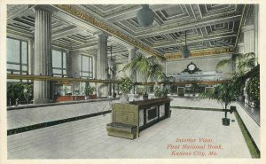 C-1910 Interior Kansas City Missouri 1st National Bank Postcard Octochrome 10298