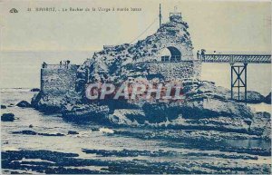 Old Postcard Biarritz Rock of the Virgin at low tide