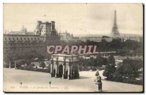 Postcard Old Paris Tuileries Garden Eiffel Tower