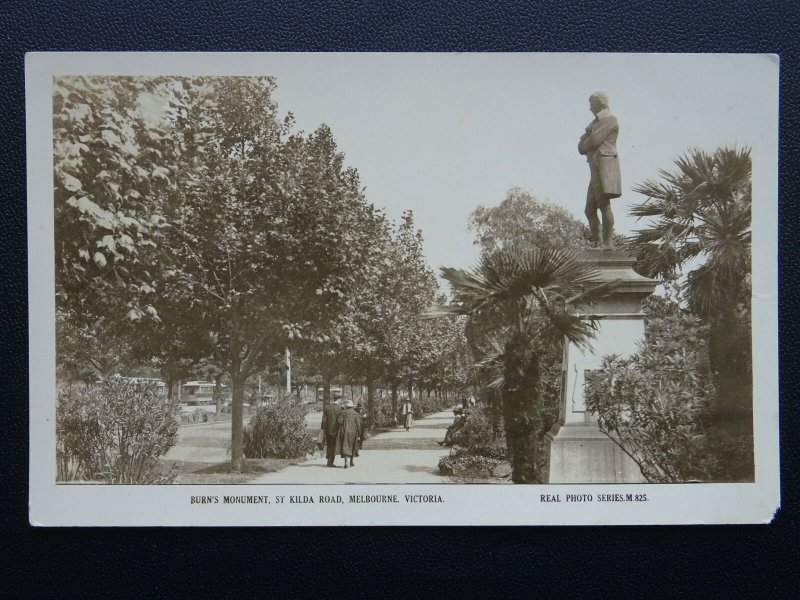 Australia MELBOURNE Burn's Monument St. Kilda Rd - Old RP Postcard by Valentine