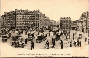 Vtg 1910s Hotel Londres New York Haven Square Paris France Postcard