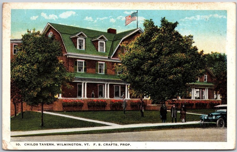 1926 Childs Tavern Wilmington Vermont F.S. Crafts Prop. Grounds Posted Postcard