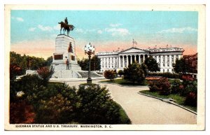 Sherman Statue and US Treasury, Washington, DC Postcard