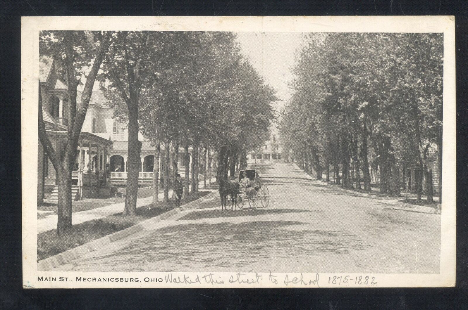 Mechanicsburg Ohio Main Street Scene Residence Horse Buggy Vintage
