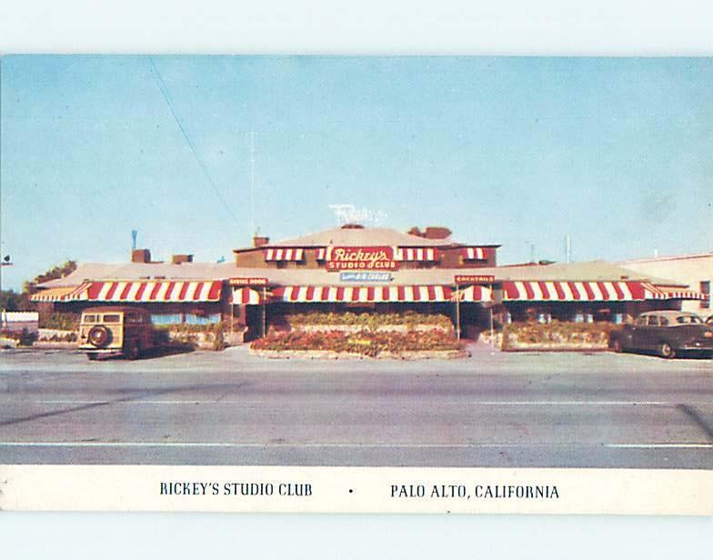 Unused 1950's RICKEY'S STUDIO CLUB RESTAURANT Palo Alto - Near Jose CA B8409