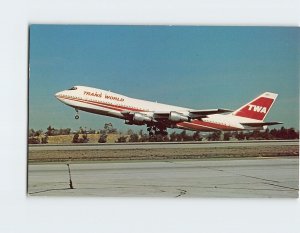 Postcard Boeing 747 TWA Trans World Airlines