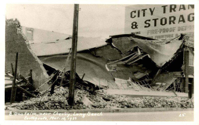 CA - Long Beach. 1933 Earthquake Ruins, Anaheim near Cherry.  *RPPC