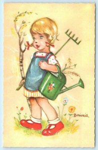 3 Postcards BONNIE Artist Signed Little Folks? GIRLS CHILDREN  Mainzer Belgium