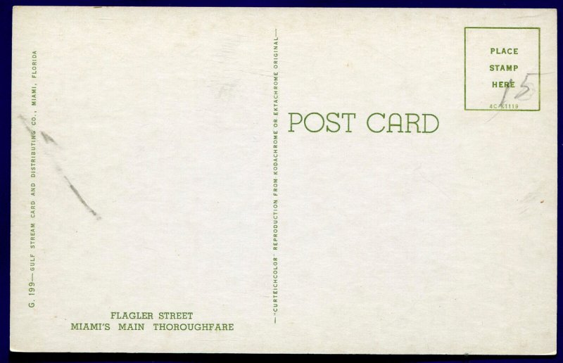 Flagler Street Miami Florida Town Theatre movie theaters postcard
