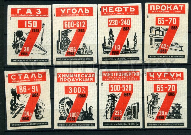 510153 USSR 1959 seven-year industrial development plan match labels