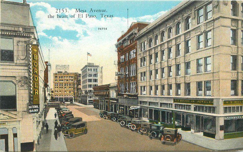 Autos 1920s Mesa Avenue El Paso Texas Teich postcard 7714