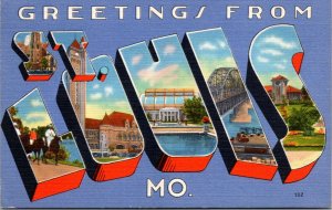 Greetings from St. Louis Missouri Linen Postcard