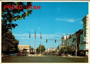 Provo UT Utah  CENTER STREET SCENE  Yamaha Center~Zions Bank  4X6 Postcard