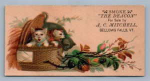BELLOWS FALLS VT ANTIQUE VICTORIAN TRADE CARD SMOKE THE DEACON ADVERTISING