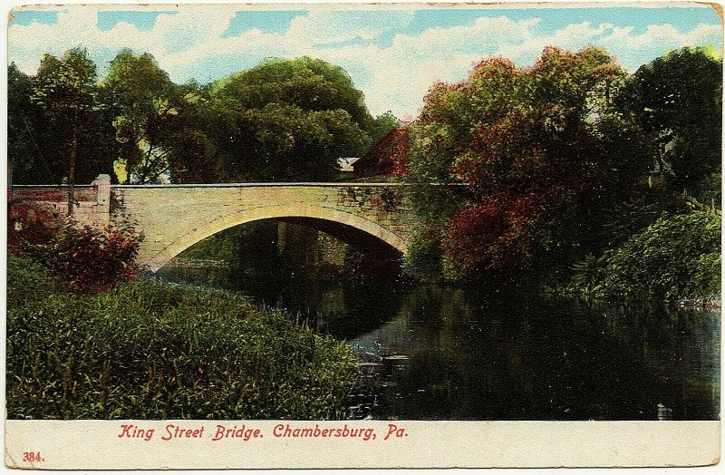 1907-15 Chambersburg PA King Street Bridge RARE Antique German Made DB Postcard