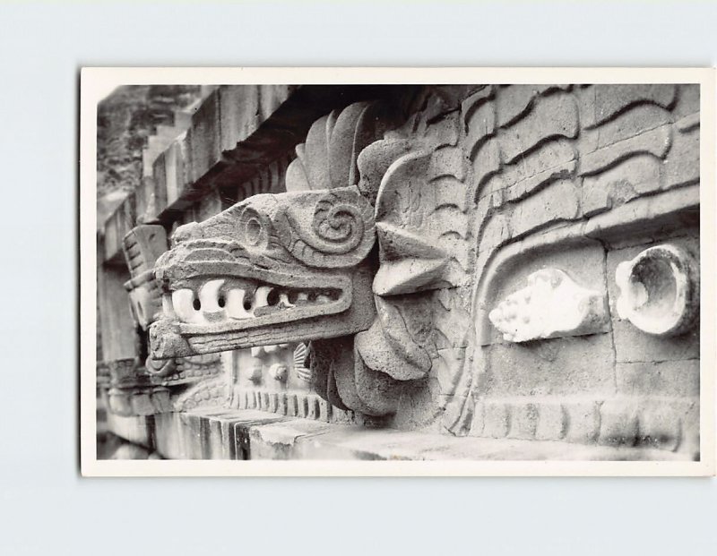 Postcard Carved Stone Dragon Head, Templo de Quetzalcóatl, Teotihuacan, Mexico