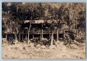 c1910's Ninegrett Lodge Camp Attean Jackman Maine ME RPPC Photo Postcard